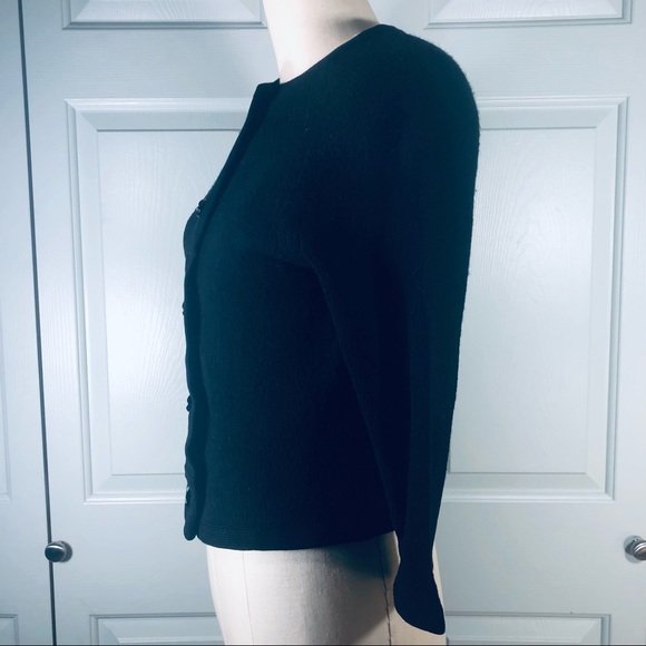 Vintage Lambswool Blend Cardigan Black Sweater Size Small-Medium - Picture 10 of 14